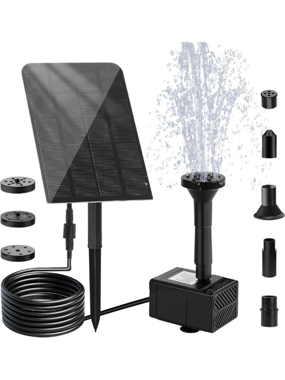 Solar Water Fountain Kit - 2.5W Pump with 5 Nozzles for Garden & Pond Decor